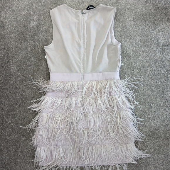 BEBE fringy feather beaded mesh mini cocktail dress size 4 - Picture 10 of 16